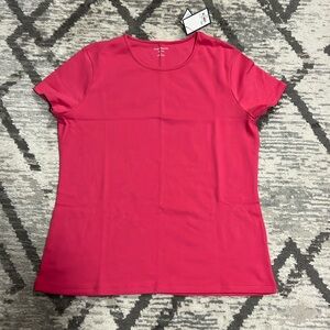 Croft & Barrow Women Pink Pima Cotton Tee Size L